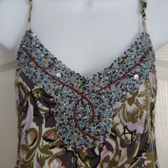 Free People Beaded Sequin Short Sundress Sleeveless Pockets - Picture 2 of 15